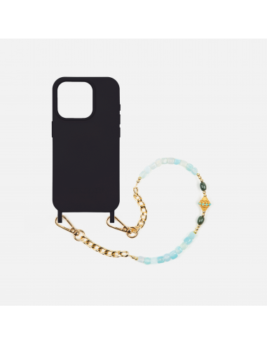 Coque Noir + Chaîne Collier JUHU Court Aqua de pas cher