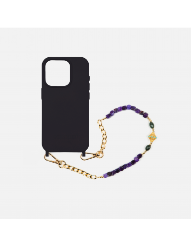 Coque Noir + Chaîne Collier JUHU Court Iris Véritable concentré